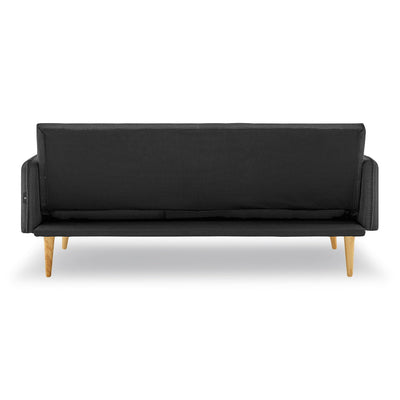 Sarantino 3 Seater Modular Linen Fabric Sofa Bed Couch - Black Payday Deals