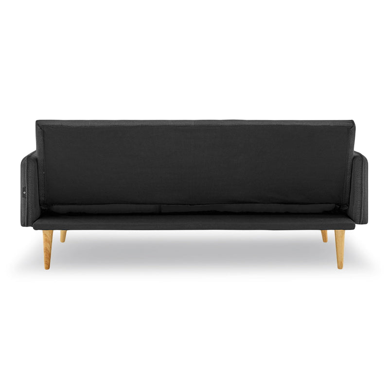 Sarantino 3 Seater Modular Linen Fabric Sofa Bed Couch - Black Payday Deals