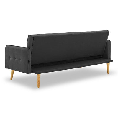 Sarantino 3 Seater Modular Linen Fabric Sofa Bed Couch - Black Payday Deals