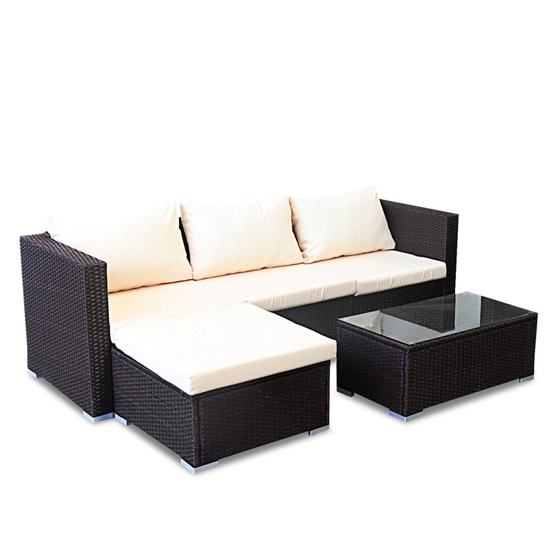 Sarantino 5pc Modular Outdoor Lounge Set PE Rattan - Brown Payday Deals