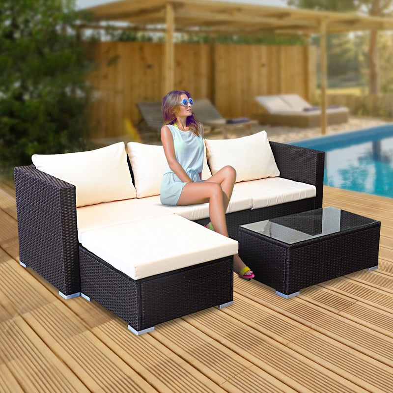 Sarantino 5pc Modular Outdoor Lounge Set PE Rattan - Brown Payday Deals