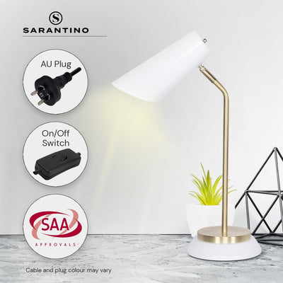 Sarantino Electric Reading Light Table Lamp Brass Finish - White Payday Deals