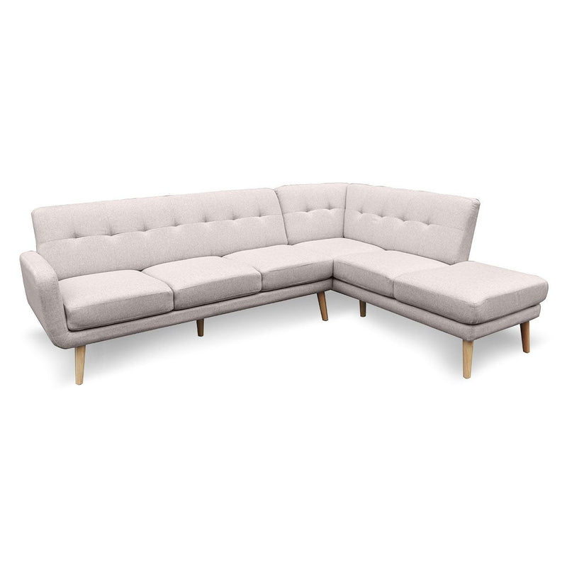 Sarantino Faux Linen Corner Sofa Lounge L-shaped Chaise Light Grey Payday Deals