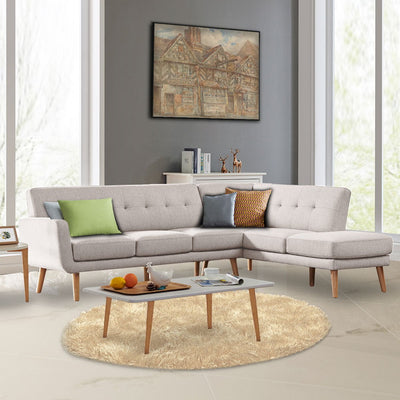 Sarantino Faux Linen Corner Sofa Lounge L-shaped Chaise Light Grey Payday Deals