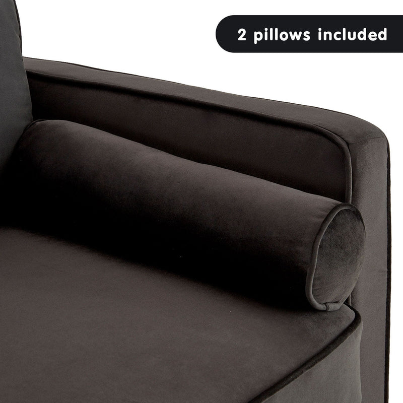 Sarantino Faux Velvet Sofa Bed Couch Furniture Lounge Suite - Black Payday Deals