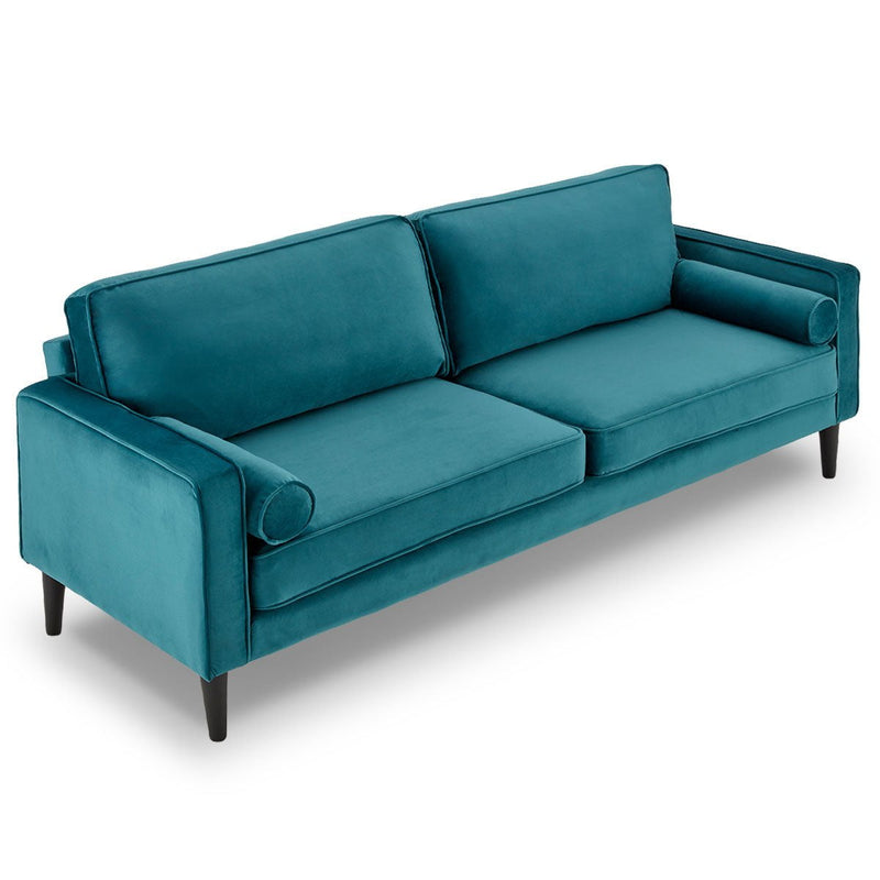 Sarantino Faux Velvet Sofa Bed Couch Furniture Lounge Suite Seat Blue Payday Deals