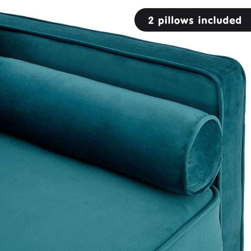 Sarantino Faux Velvet Sofa Bed Couch Furniture Lounge Suite Seat Blue Payday Deals