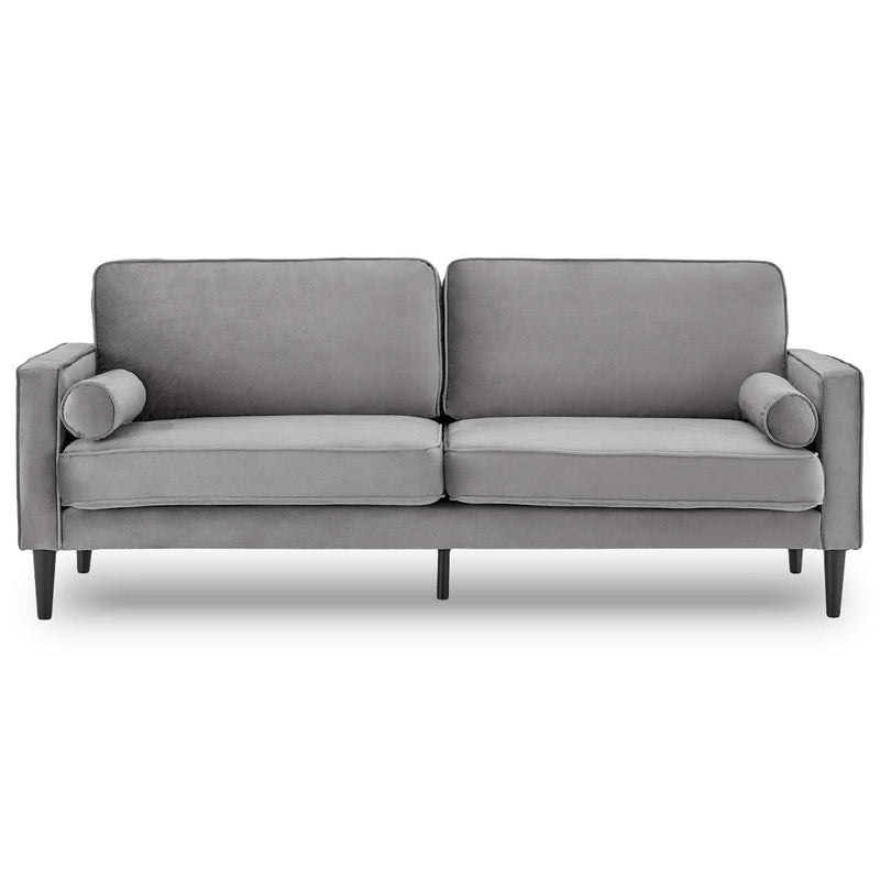 Sarantino Faux Velvet Sofa Bed Couch Furniture Lounge Suite Seat Grey Payday Deals