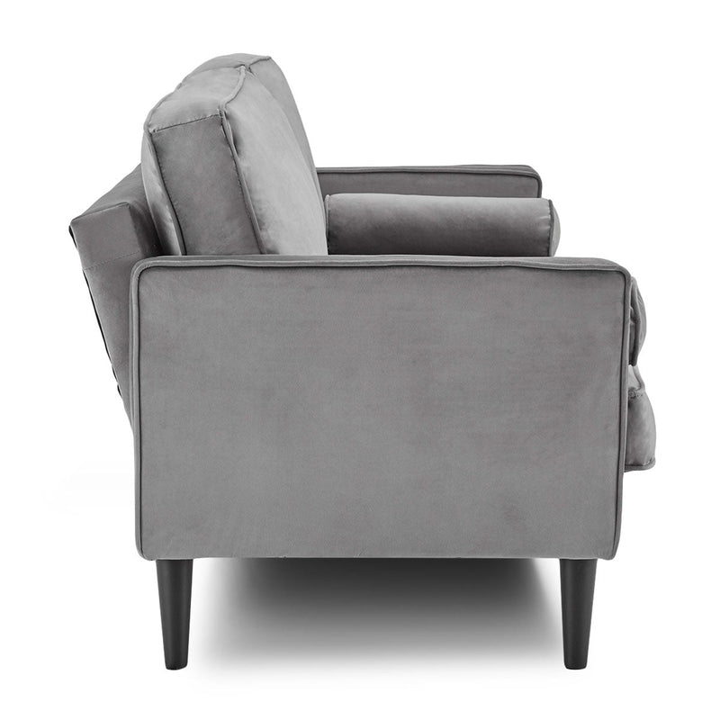 Sarantino Faux Velvet Sofa Bed Couch Furniture Lounge Suite Seat Grey Payday Deals