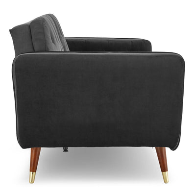 Sarantino Faux Velvet Tufted Sofa Bed Couch Futon - Black Payday Deals