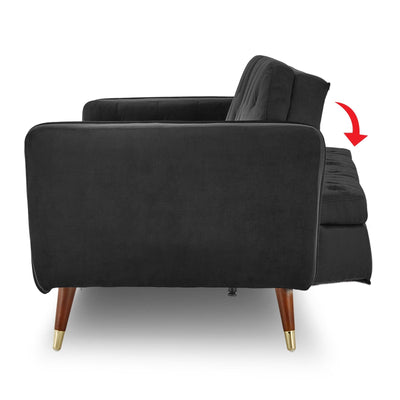 Sarantino Faux Velvet Tufted Sofa Bed Couch Futon - Black Payday Deals