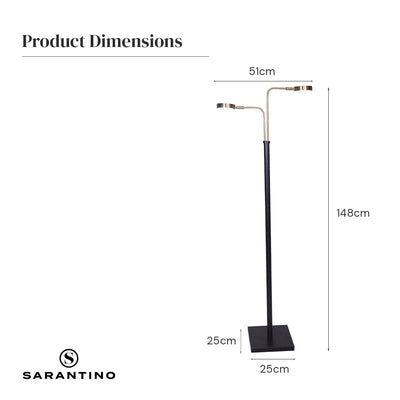 Sarantino LED Metal Floor Lamp with 2 Lights in Brushed Gold and Black Finish Payday Deals