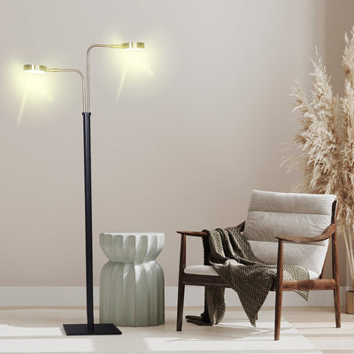 Sarantino LED Metal Floor Lamp with 2 Lights in Brushed Gold and Black Finish Payday Deals