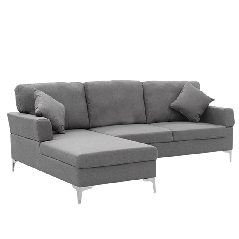 Sarantino Linen Corner Sofa Couch Lounge L-shape W/right Chaise Seat Dark Grey Payday Deals