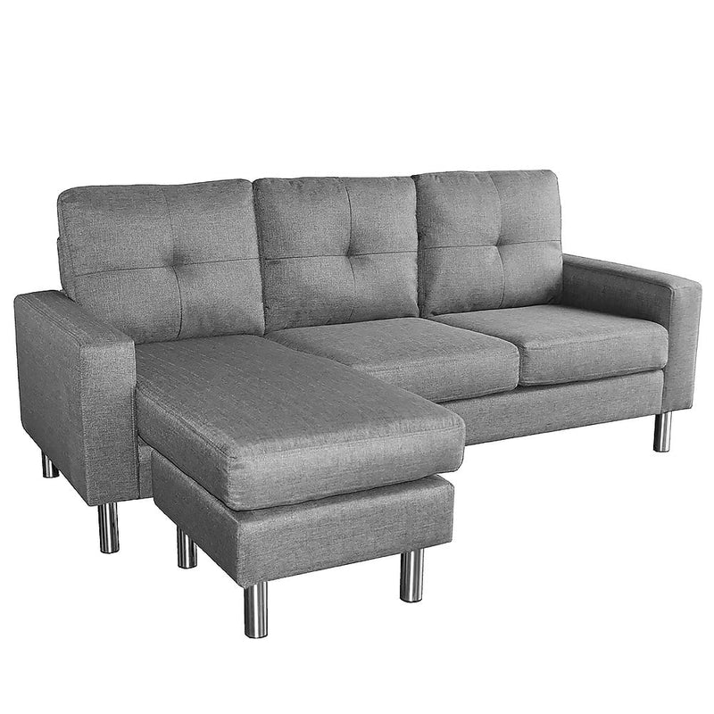 Sarantino Linen Corner Sofa Lounge Couch Modular Furniture L Chair Home Chaise Grey Payday Deals