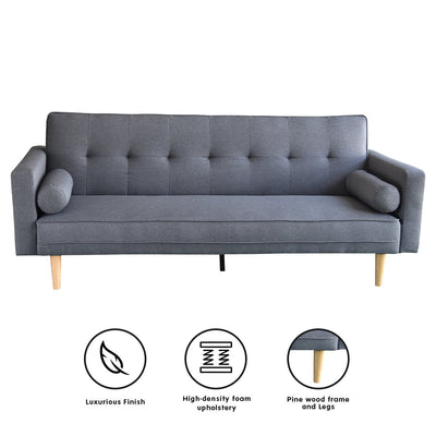 Sarantino Madison Sofa Bed Lounge Couch Futon Furniture Home Dark Grey Linen Suite Payday Deals