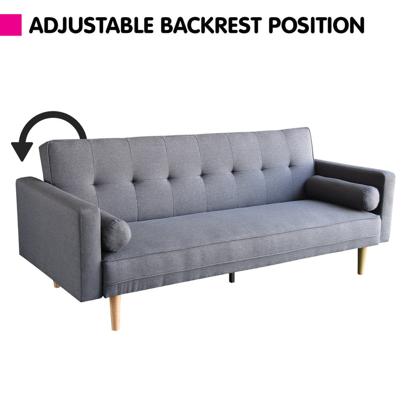 Sarantino Madison Sofa Bed Lounge Couch Futon Furniture Home Dark Grey Linen Suite Payday Deals