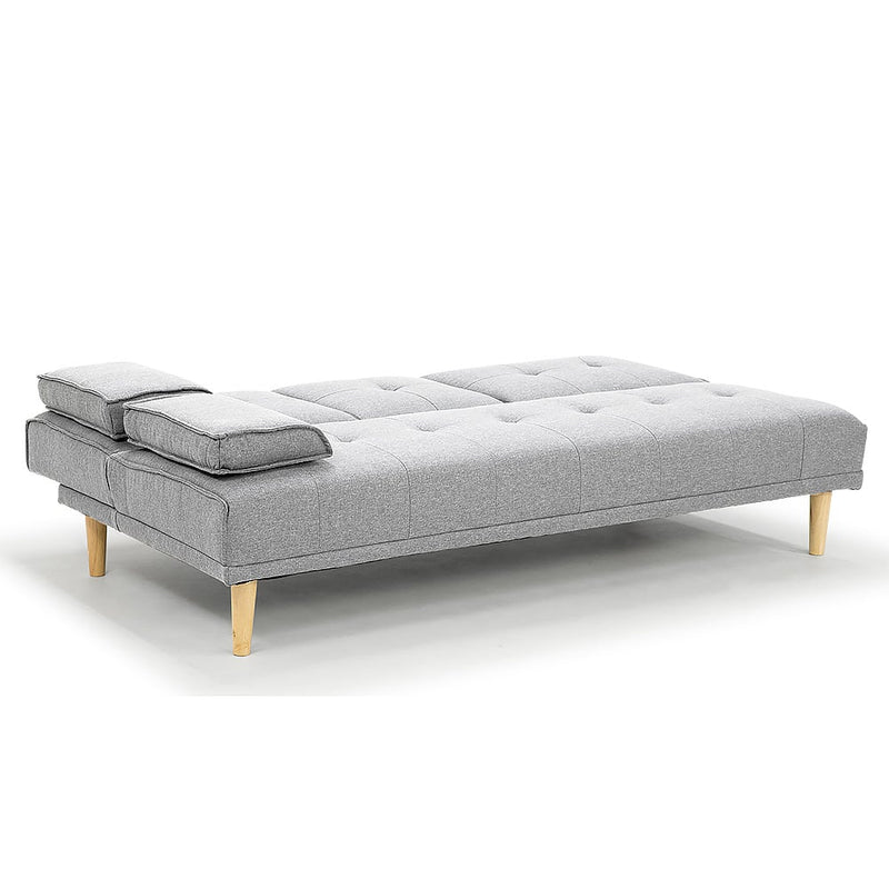 Sarantino Rochester Linen Fabric Sofa Bed Lounge Couch Futon Furniture Suite - Light Grey Payday Deals