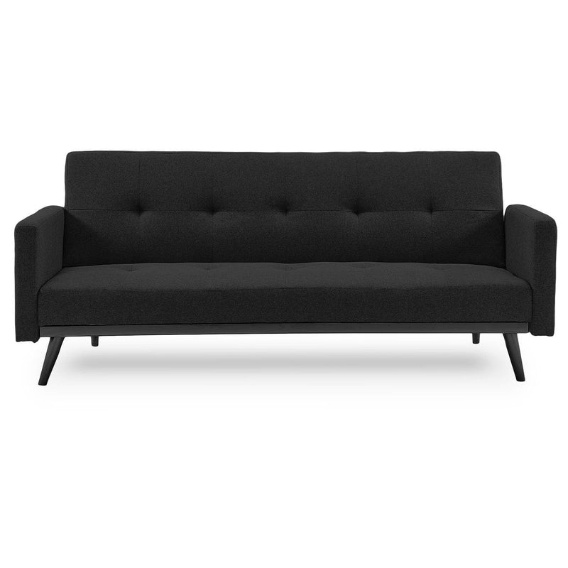 Sarantino Tufted Faux Linen 3-Seater Sofa Bed with Armrests - Black Payday Deals