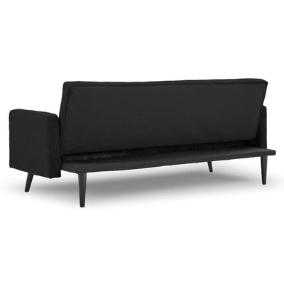 Sarantino Tufted Faux Linen 3-Seater Sofa Bed with Armrests - Black Payday Deals