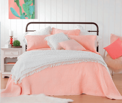 Sasha Queen/King Pink Coverlet Set + 2 European Pillowcases Bedspreads by Bianca