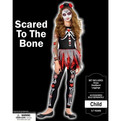 Scared to the Bone 8-10 Years Girls Large Halloween Costume