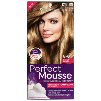 Schwarzkopf Perfect Mousse 8-0 Medium Blonde Permanent Hair Colour Foam Payday Deals