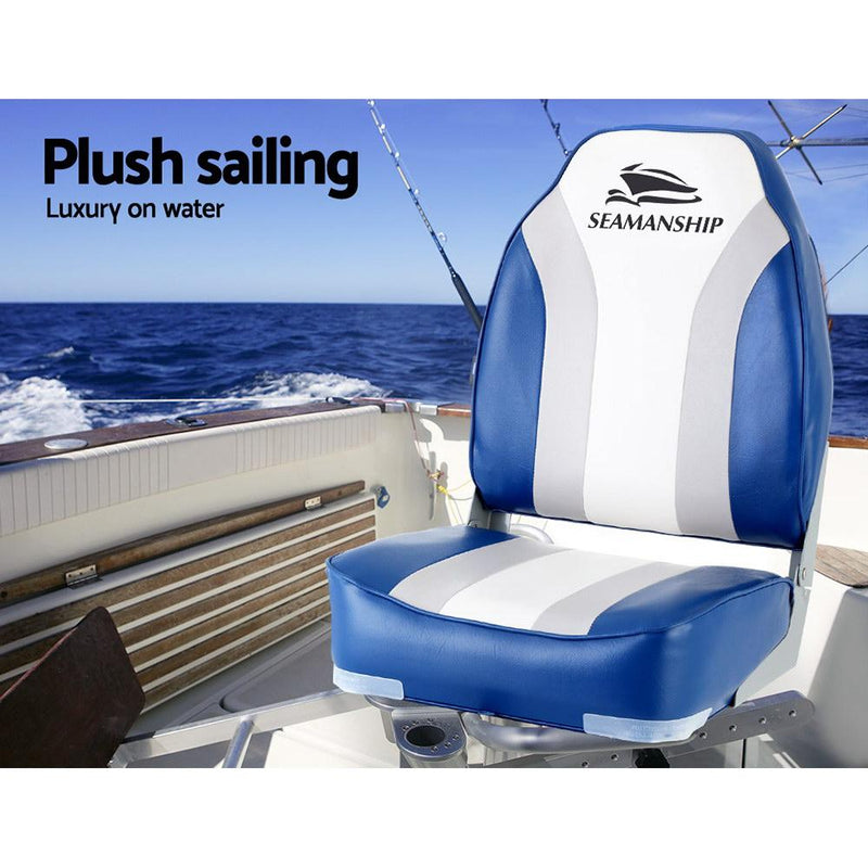 Seamanship 2X Folding Boat Seats Seat Marine Seating Set All Weather Swivels Payday Deals