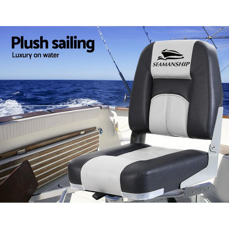 Seamanship 2X Folding Boat Seats Seat Marine Seating Set Swivels All Weather Payday Deals