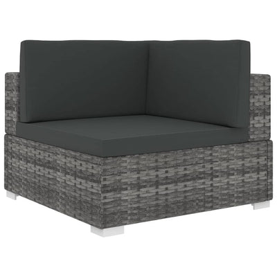 Sectional Corner Chair 1 pc with Cushions Poly Rattan Grey Payday Deals