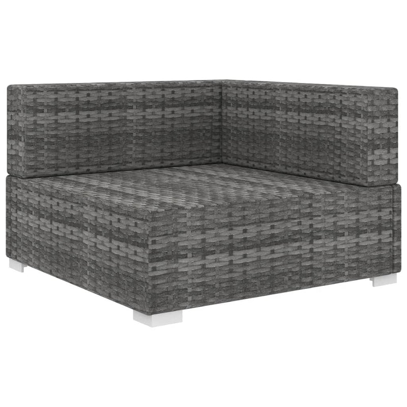 Sectional Corner Chair 1 pc with Cushions Poly Rattan Grey Payday Deals