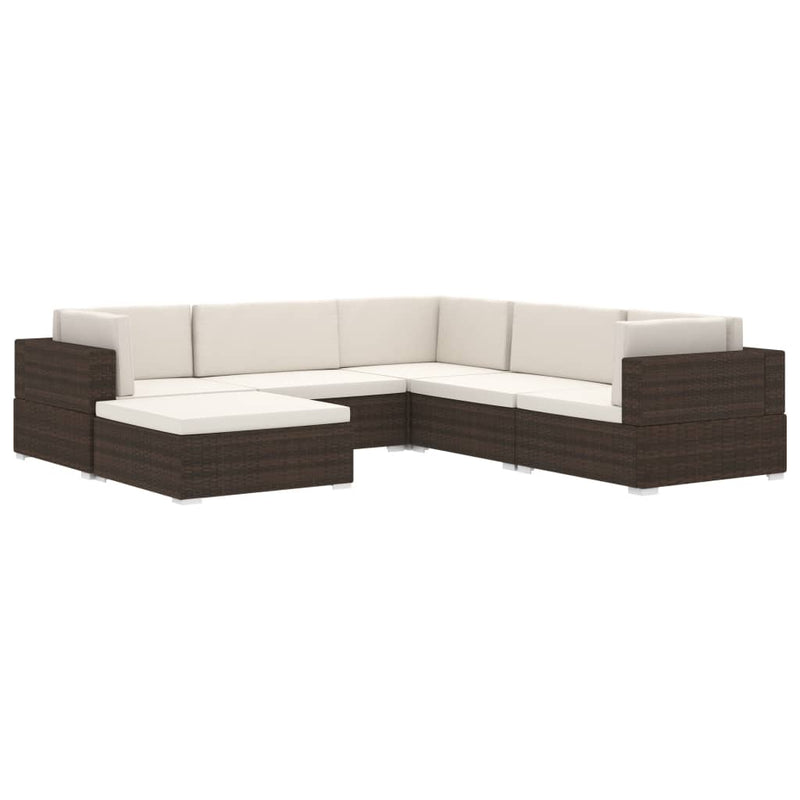 Sectional Footrest 1 pc with Cushion Poly Rattan Brown Payday Deals