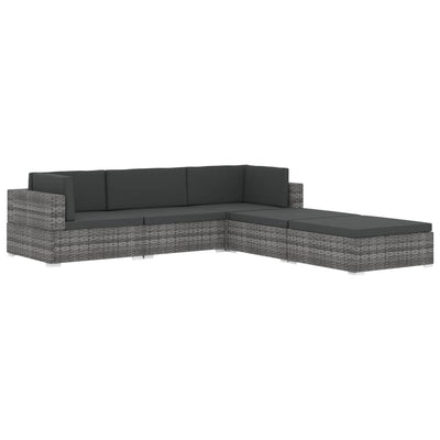 Sectional Footrest 1 pc with Cushion Poly Rattan Grey Payday Deals