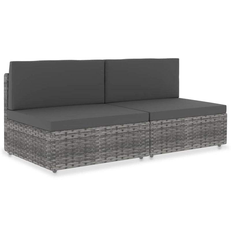 Sectional Sofa 2-Seater Poly Rattan Grey Payday Deals