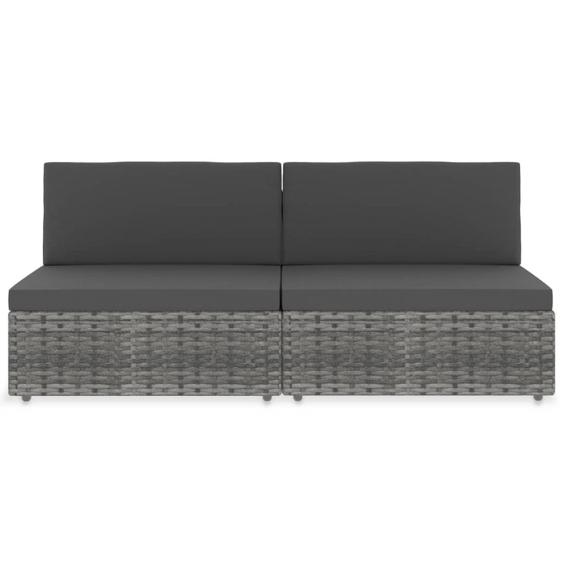 Sectional Sofa 2-Seater Poly Rattan Grey Payday Deals