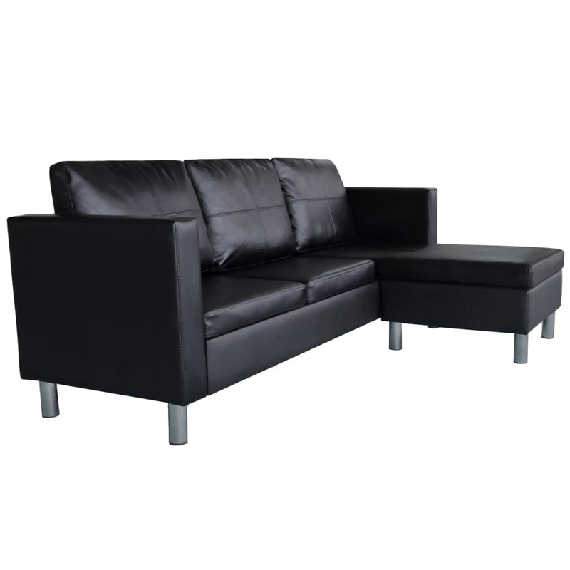 Sectional Sofa 3-Seater Artificial Leather Black Payday Deals
