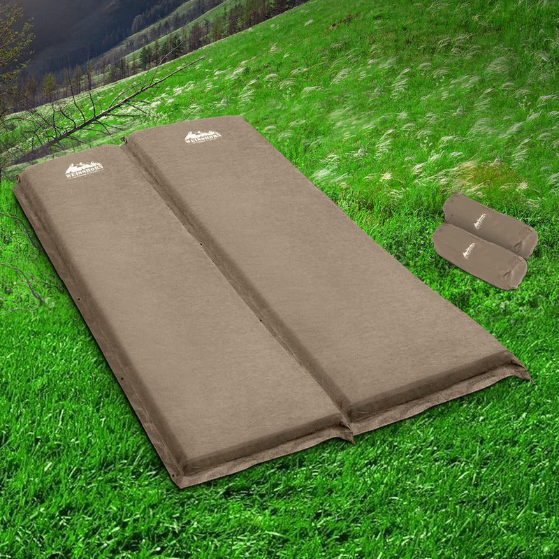 Self Inflating Mattress Camping Sleeping Mat Air Bed Pad Double Coffee 10CM Thick