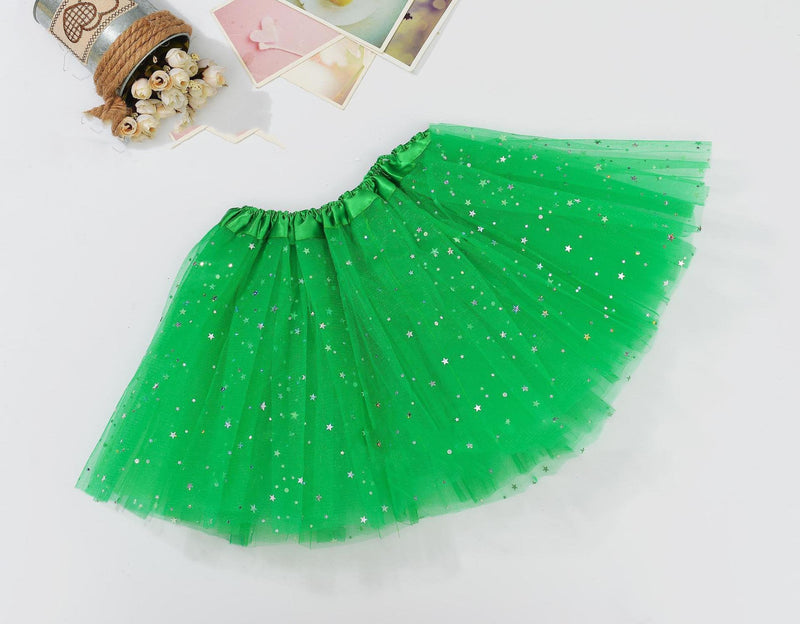 Sequin Tulle Tutu Skirt Ballet Kids Princess Dressup Party Baby Girls Dance Wear, Green, Adults Payday Deals