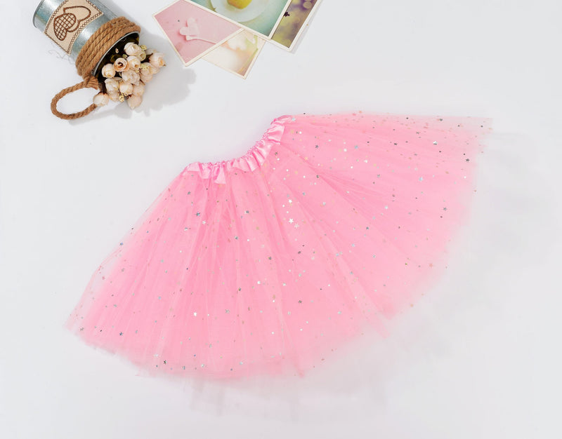 Sequin Tulle Tutu Skirt Ballet Kids Princess Dressup Party Baby Girls Dance Wear, Light Pink, Adults Payday Deals