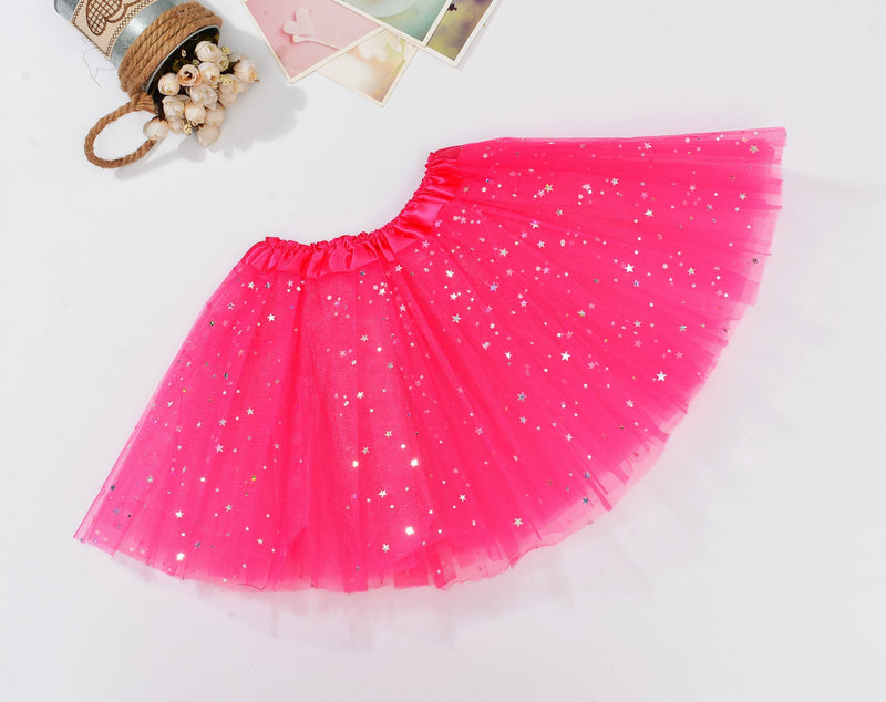 Sequin Tulle Tutu Skirt Ballet Kids Princess Dressup Party Baby Girls Dance Wear, Rose, Adults Payday Deals