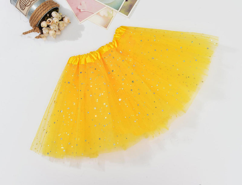 Sequin Tulle Tutu Skirt Ballet Kids Princess Dressup Party Baby Girls Dance Wear, Yellow, Adults Payday Deals