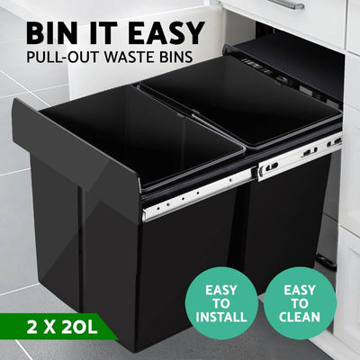 Cefito 2x20L Pull Out Bin - Black Payday Deals