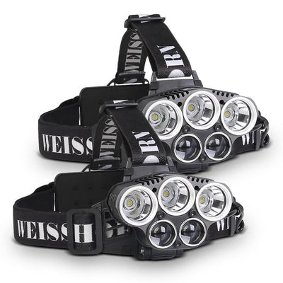 Weisshorn Set of 2 6 Modes LED Head Light Flash Torch Headlamp