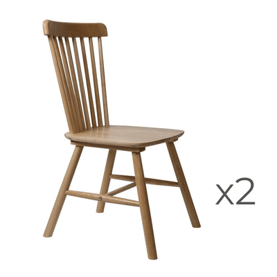 Set of 2 Dining Chairs Side Chair Replica Kitchen Wood Furniture Oak