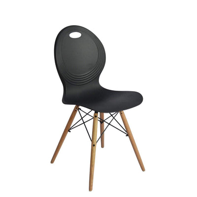 Set of 2 Eames look Trenz dining chair Black with solid natural Red oak legs Payday Deals