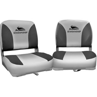 Set of 2 Folding Swivel Boat Seats - Grey