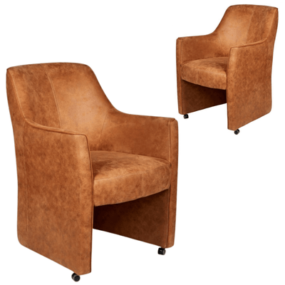 Set of 2 Genoa Rustic Armchair Wheels Antique Style Living Room Furniture Chair Payday Deals