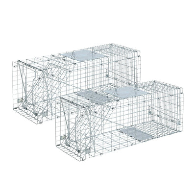Set of 2 Humane Animal Trap Cage 66 x 23 x 25cm  - Silver Payday Deals