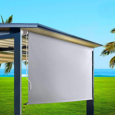 Set of 2 Instahut Outdoor Blinds Roll Down Awning Straight Drop Patio 3.0X2.5M Payday Deals
