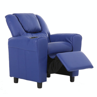 Set of 2 Oliver Kids Recliner Chair Sofa Children Lounge Couch PU Armchair Blue Payday Deals
